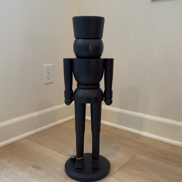 Christmas matte black nutcracker standing wood 24”